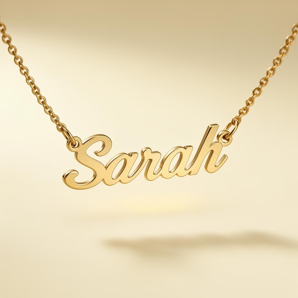 Gold English name necklace